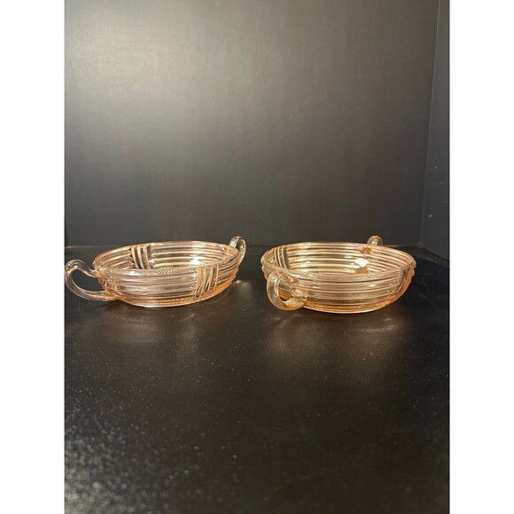 Anchor Hocking Manhattan Pink Depression Glass Nappy Bowls – Set of 2 - Picture 1 of 6